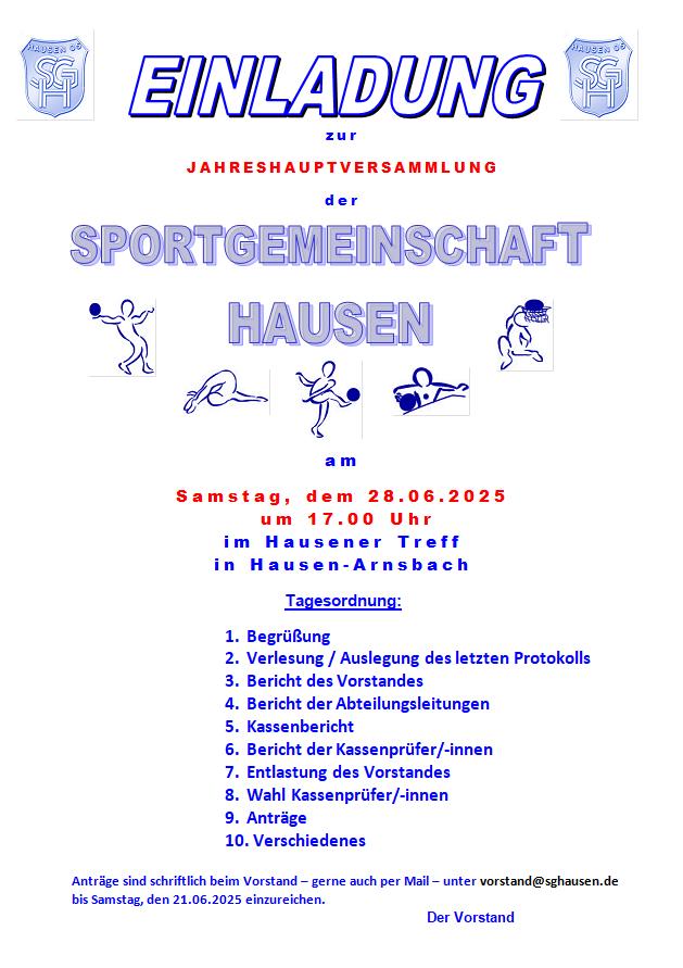 Einladung zur Jahreshauptversammlung